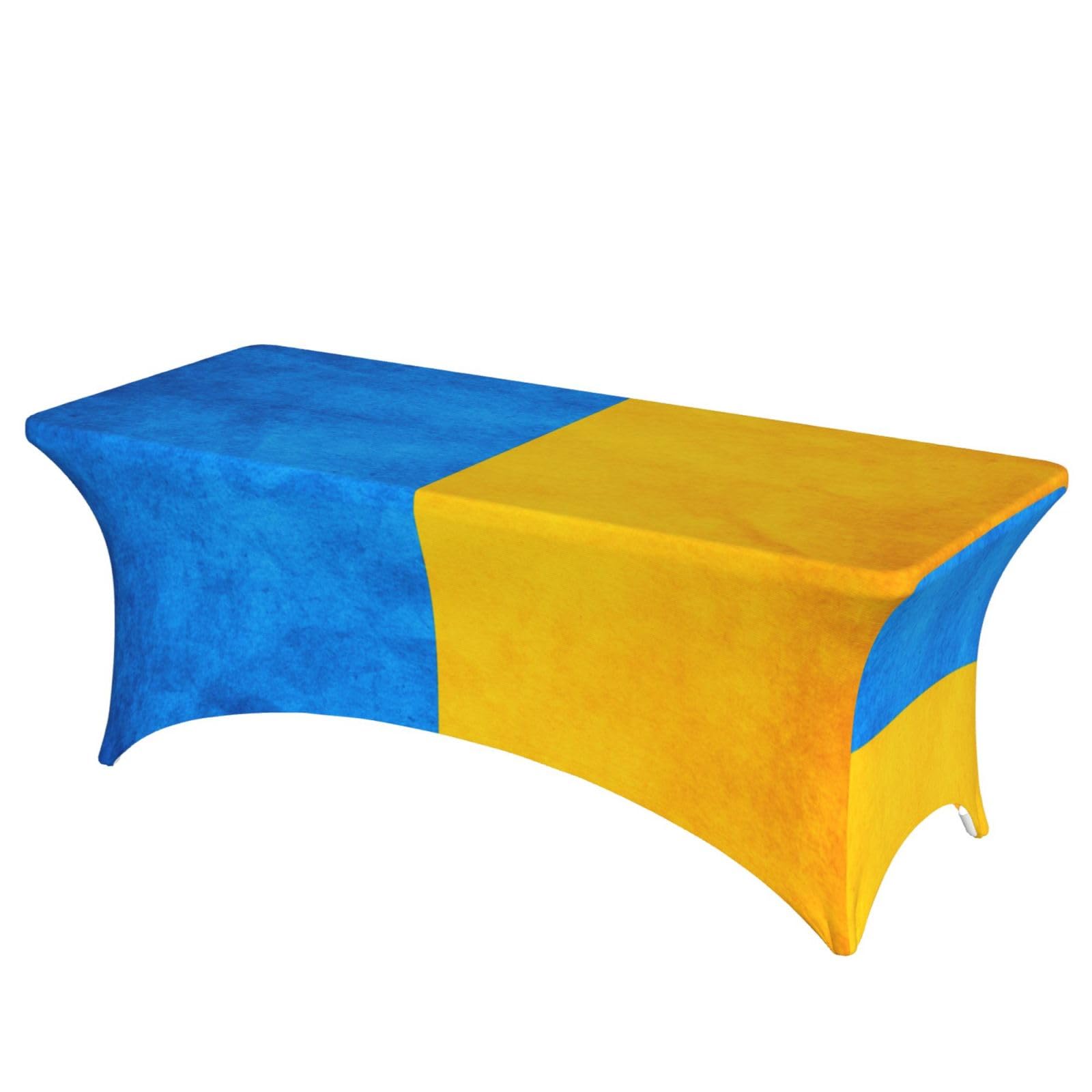 NImongt Ukrainian Flag Print Elastic Rectangular Tablecloth Holidays Family Banquet Wedding Party Table Cover