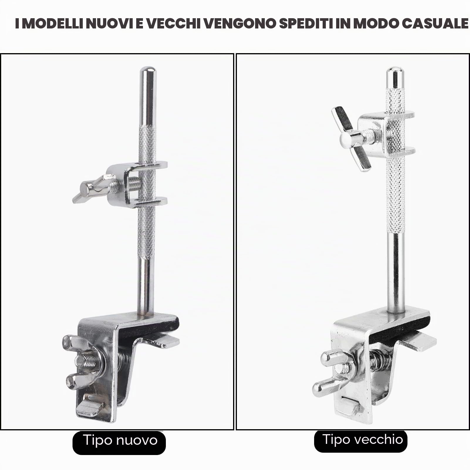 Qiilu Cowbell Hoop, WC51 Supporto per Campanaccio Kit Batteria Jazz Montato su Cerchio con Morsetto per Campanaccio Regolazione Verso l'Alto o Verso Il Basso