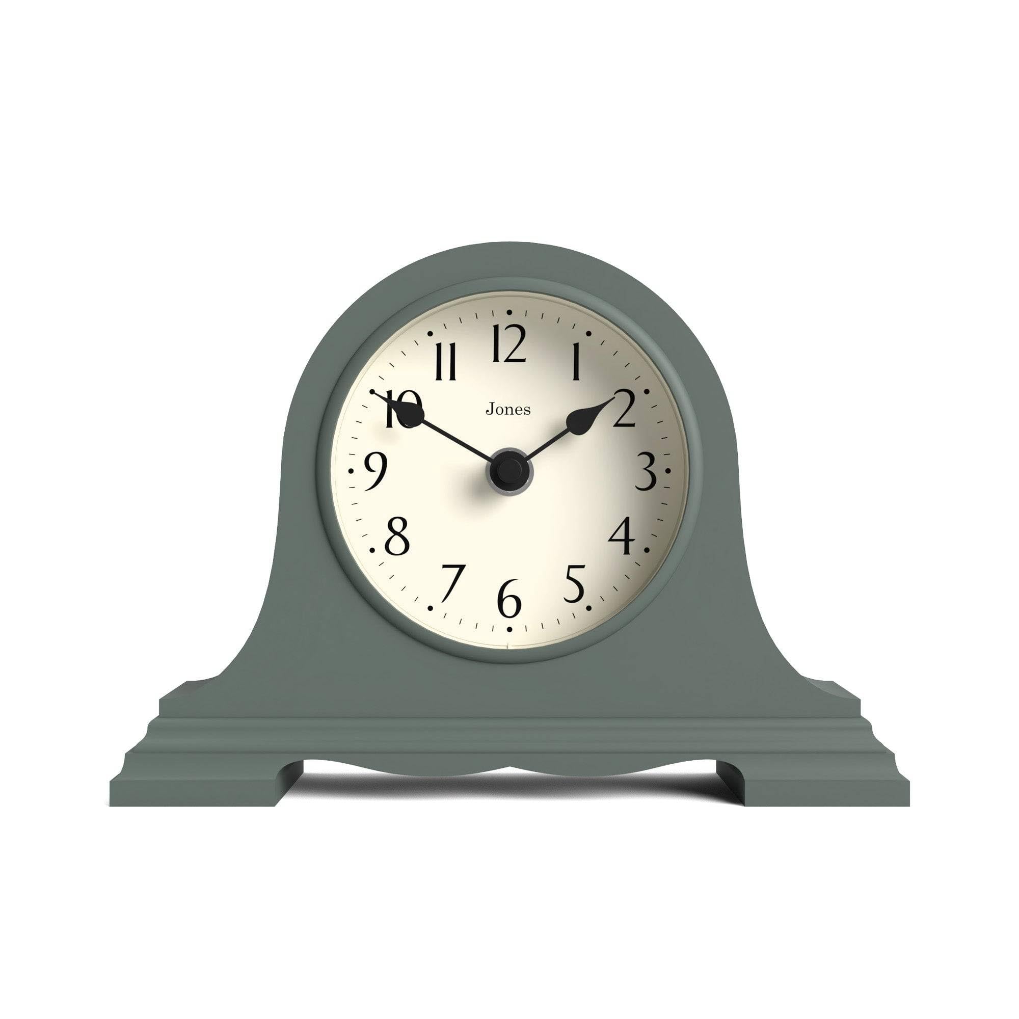 JONES CLOCKS® Speakeasy Mantel Clock | Classic Napoleon’s hat Design | Green | Contemporary Classic Style for Desk, Table, Shelf or Bedside