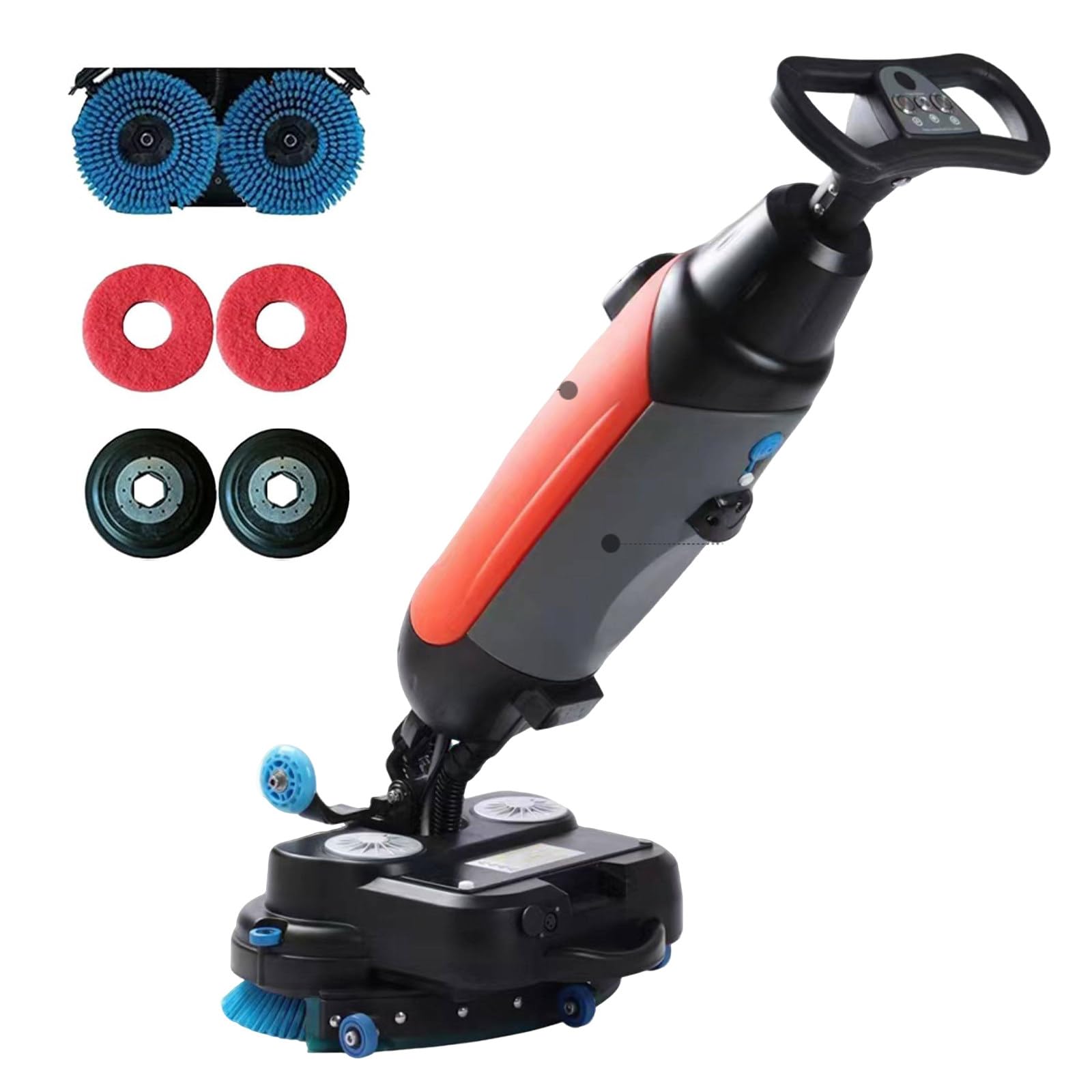 LURECAQING Commercial Scrubber, Walk Behind Floor Scrubber Dryer, Portable, Cordless, 2 Adjustable Brushes,240 RPM, 360°Steering, 100min Runtime, for Tile and Sealed Floors
