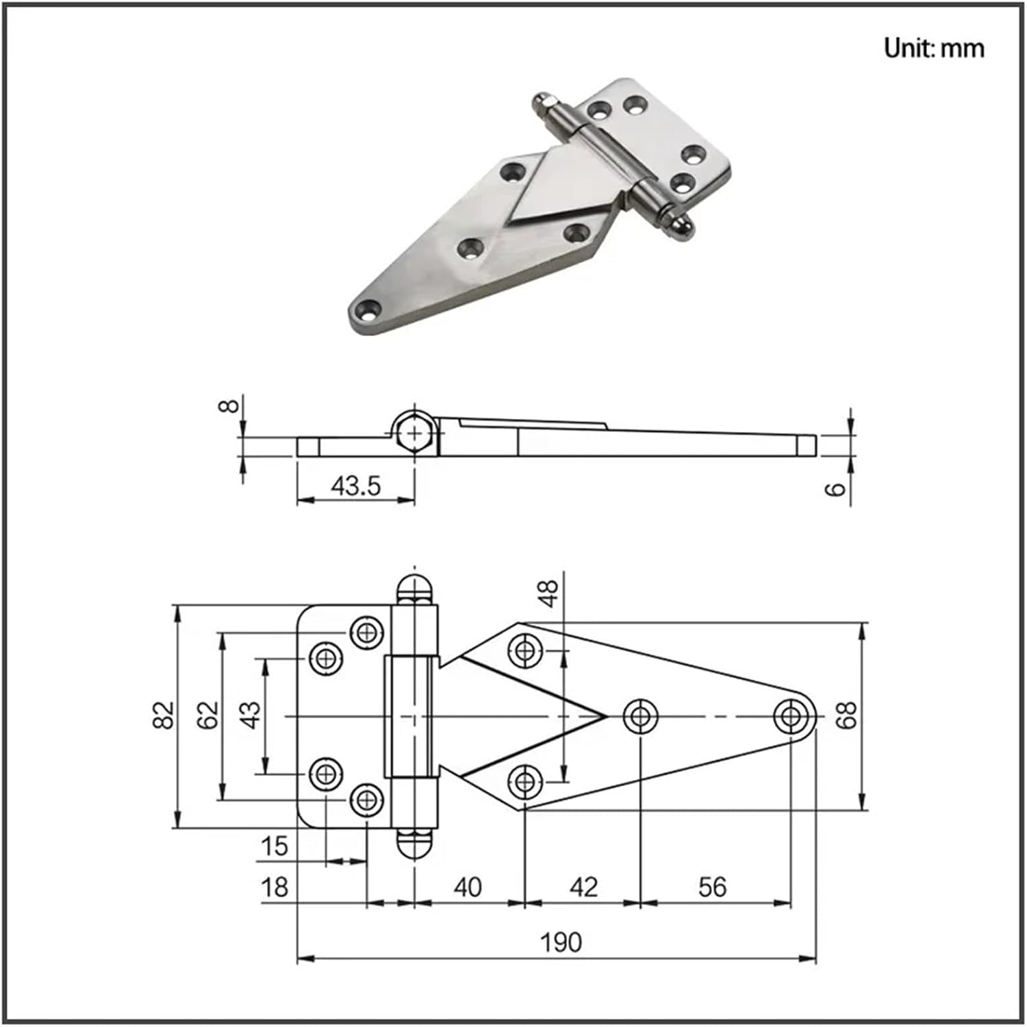 1pc Stainless Steel Hinge Heavy-Duty Industrial Special Carriage Door Container Box Type Large Truck Hinge