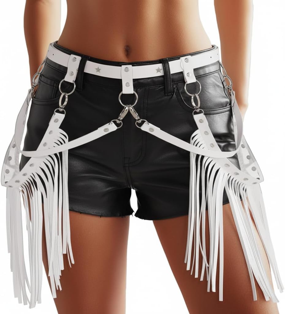Zoestar Cowgirl Fringe Belt Western Leather Accessories for Women