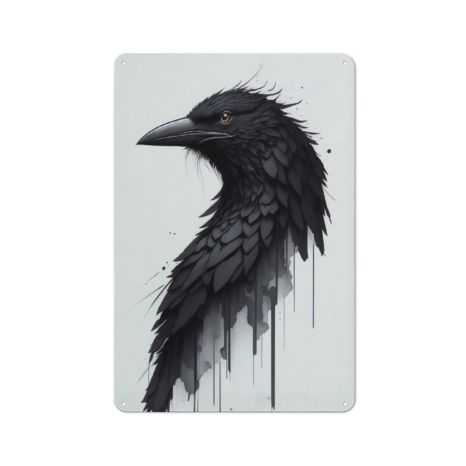 Junmoney Head Of Raven Rustic Metal Wall Sign 30X20cm For Café Or Restaurant, Gift Idea At Christmas For Café Owners And Decorators