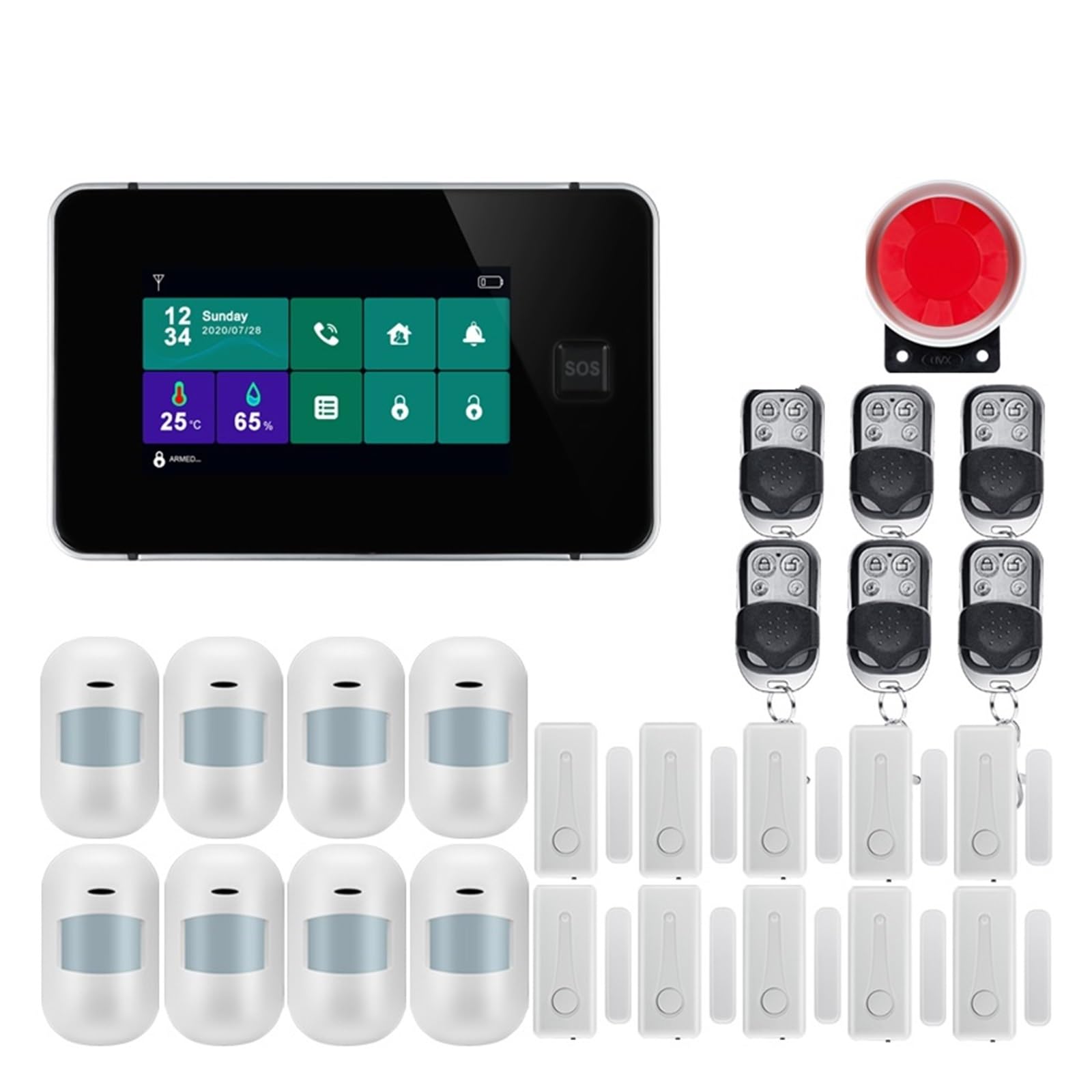 GSM Protezione di sicurezza domestica di allarme intelligente Kit antifurto Full Touch APP mobile Controllo remoto RFID Inserimento e disinserimento(W8B1)