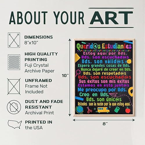 Miniatura 3 de Decoraciones para el aula, carteles motivacionales para niños latinos españoles en español, arte de pared para aula, suministros para profesores,