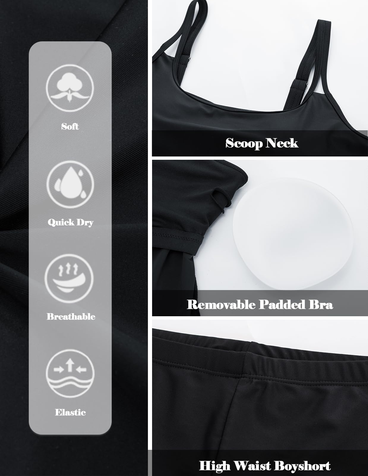 Hanna Nikole Tankini da Donna con Controllo della Pancia, Costume da Bagno A Due Pezzi di Grandi Dimensioni, Vita Alta, Costumi da Bagno A Trapezio