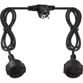 Double Plug for Socket 2-Way Extension Cable 2 m + 2 m