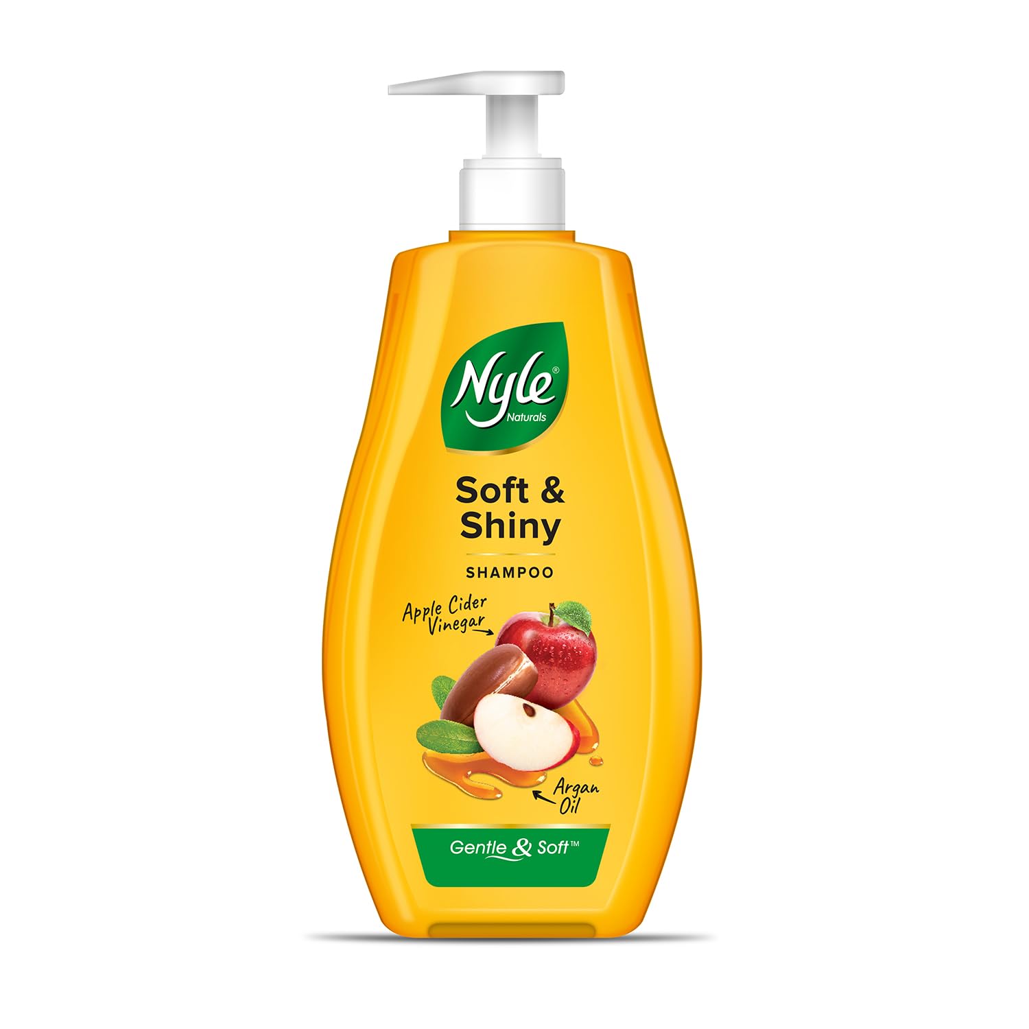 Nyle Naturals Soft & Shiny Shampoo, with Apple Cider Vinegar and Argan Oil, Gentle & Soft Shampoo, pH Balanced and Paraben Free, 800ml