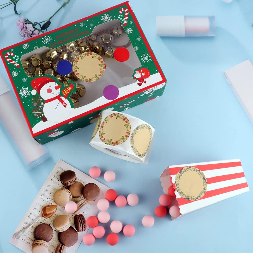 600 Pcs 2" Jar Christmas Labels Gift Stickers, Kraft Gift Labels Tags Canning Labels Stickers Floral Round for Mason Jars Lids Spice Labels Bottle Labels with 3 Pattern Designs (Brown) : Office Products