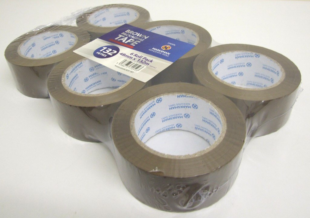 6 ROLLS OF BROWN PARCEL PACKING TAPE 48MM X 132M