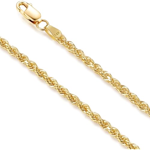 MAX + STONE Real 14K Gold Chain for Women & Men | 18 Inch or 20 Inch, Anti-Tarnishing, Hypoallergenic and Lightweight Chains with Secure Lobster Clasp in Various Designs