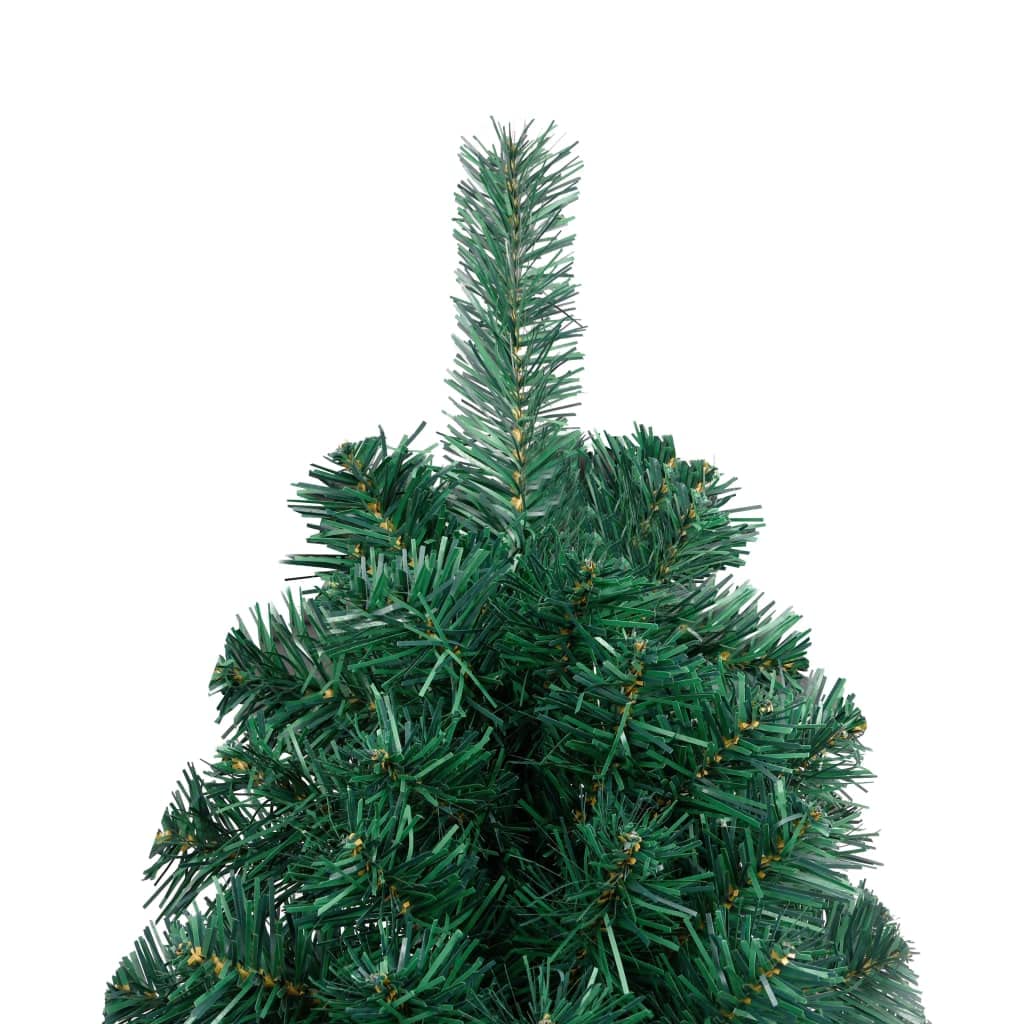 vidaXL Choinka z lampkami i bombkami, połówka, zielona, 240 cm