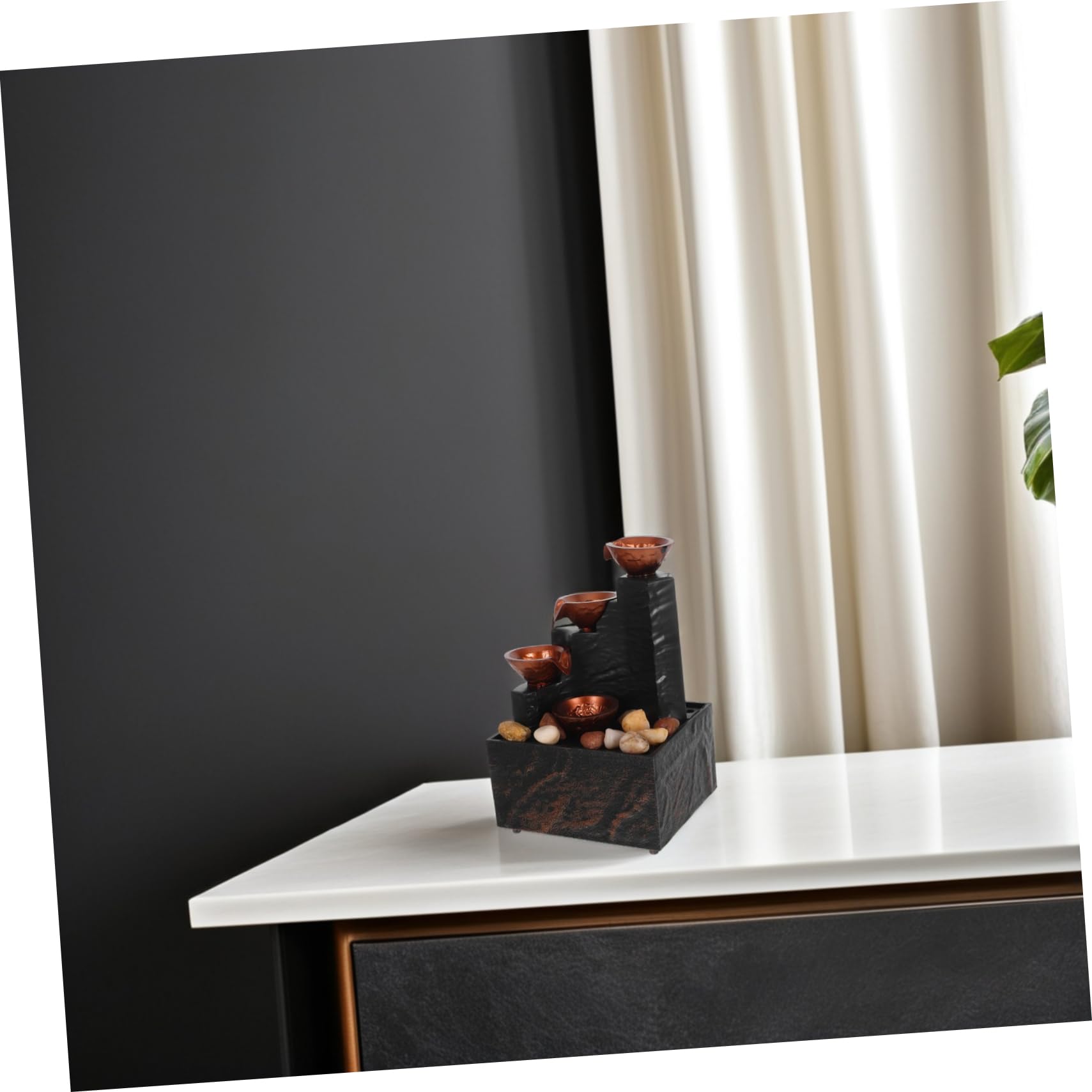 SUPVOX Fuente de Agua Decorativa Interior con Luces LED Integradas y Carga USB, Compacta y Portátil, Adecuado para Mesa, Sala u Oficina