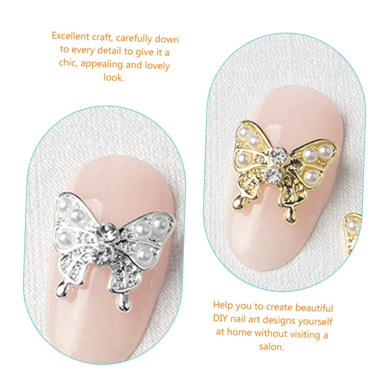 Healeved 110pezzi Ciondoli Per Nail Art Decorazioni Per Unghie Charms Farfalla Per Creazioni Unghie Fai Te Per Manicure Naturali e Sintetici