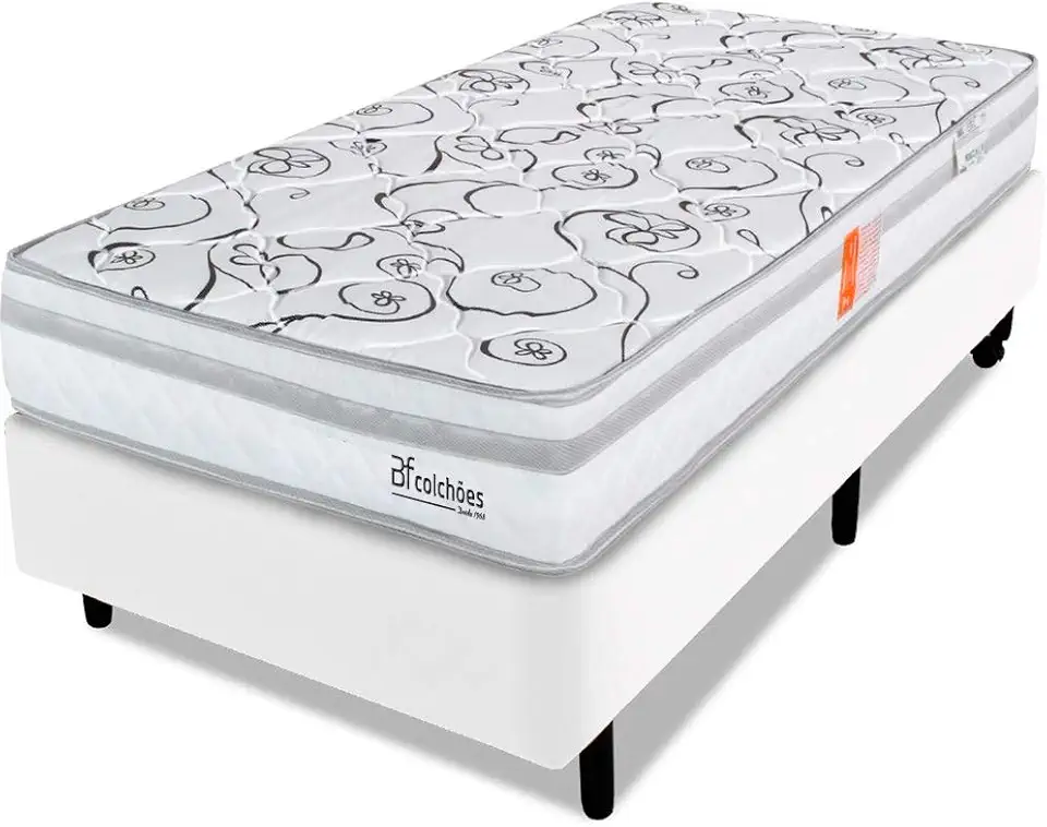 Cama Box Solteirão com Colchão Ortopédico Dupla Face Firme 97x203cm BF Colchões