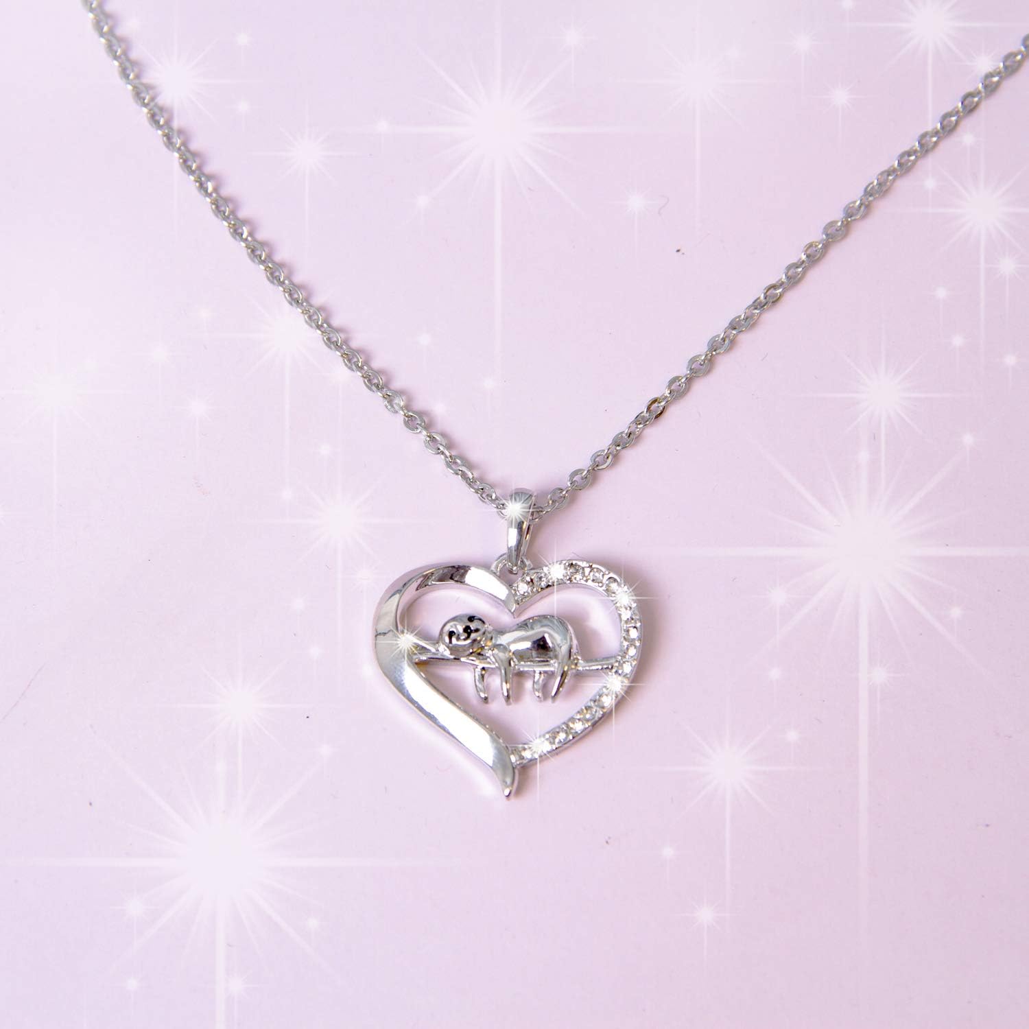 Sloth Necklace Heart Cute Animal Slider Sloths Stuffed Jewelry Engraved Keep me in your heart Gift for Animal Lovers Women - Image 3