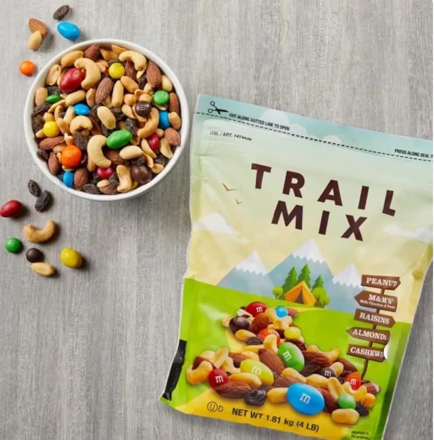 Kirkland Trail Mix with Milk Chocolate Candy, Peanuts, Raisins, Almonds & Cashews – Kosher Dairy, 4 lbs Resealable Bag