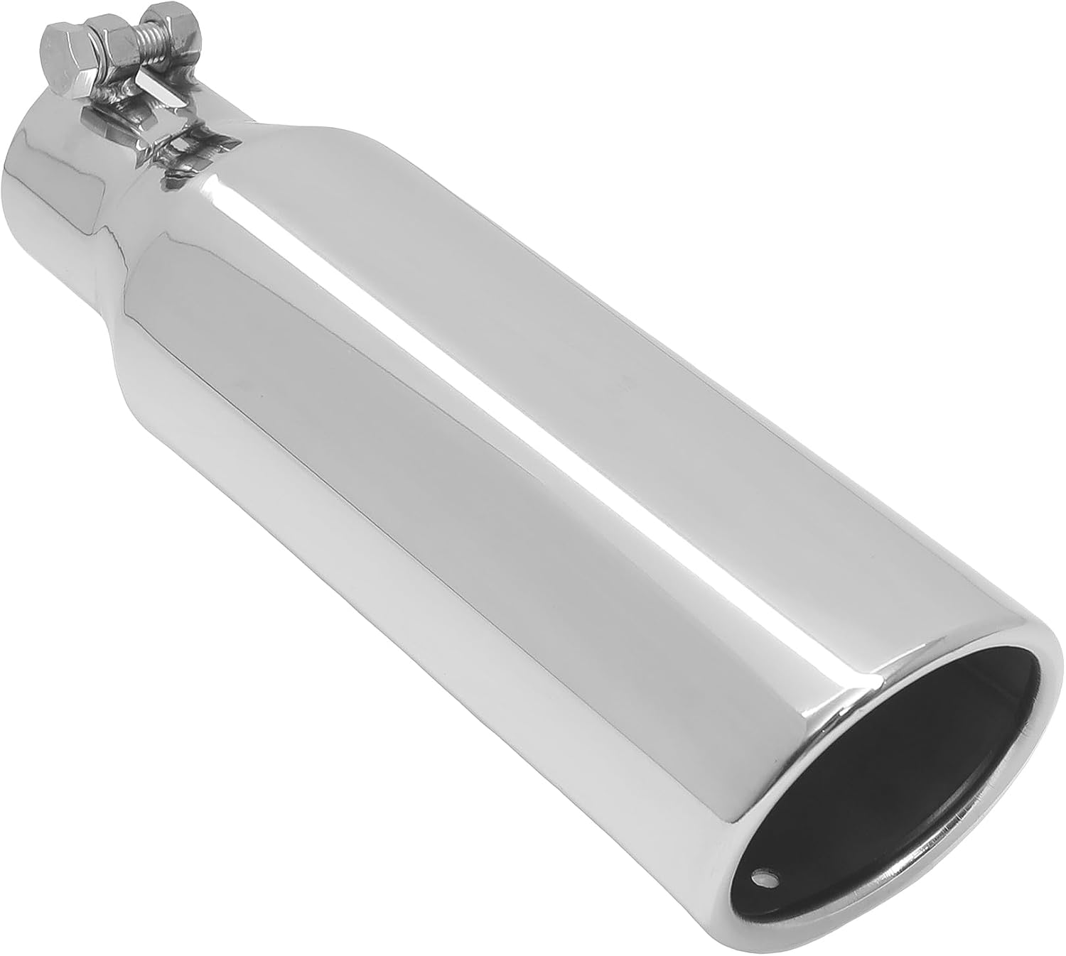2.25 Inch Exhaust Tip,2.25" Inlet 3.5" Outlet 12" Long Universal Exhaust Tips， Polish Stainless Steel Exhaust Tailpipe Rolled Edge Bolt On