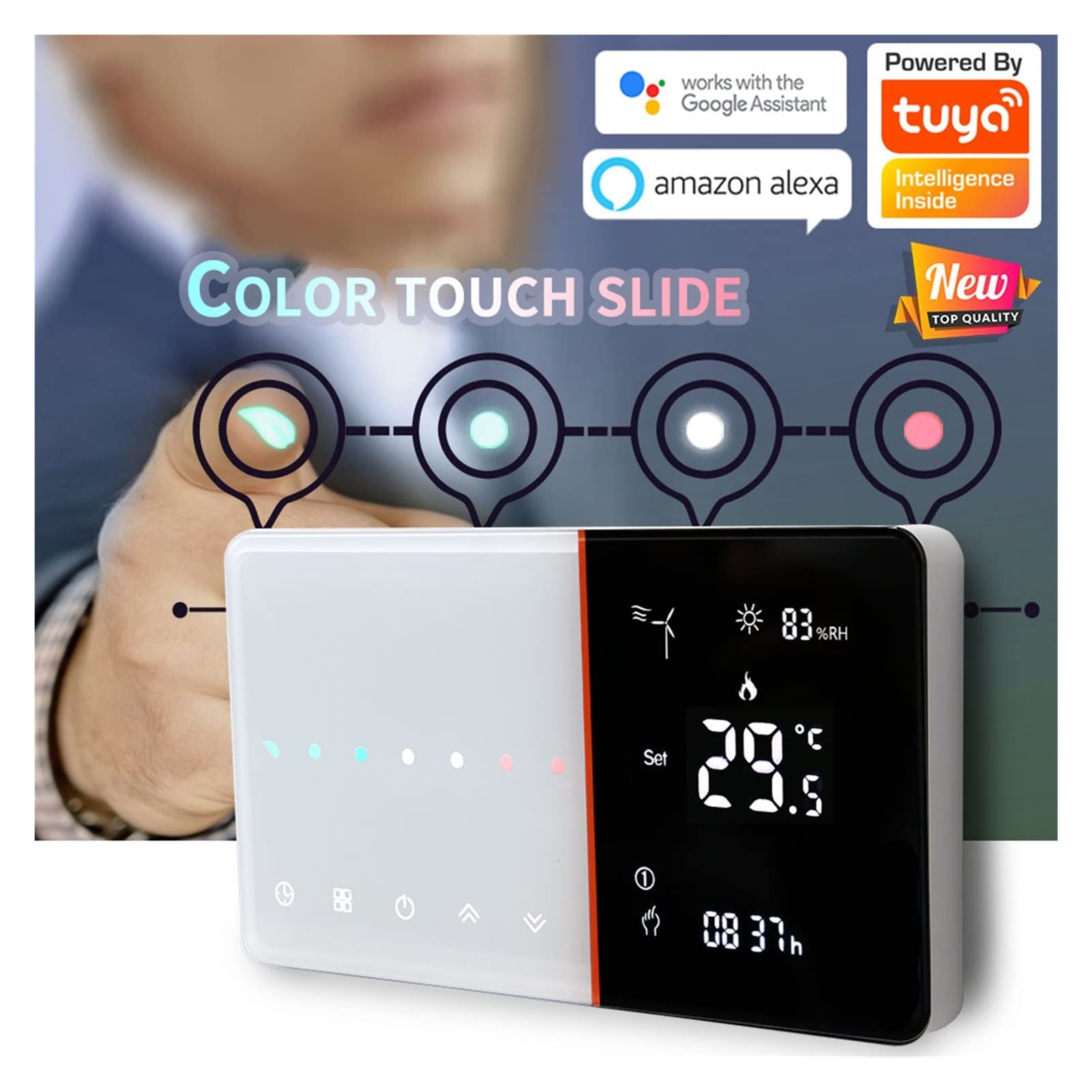 Termometro da interno igrometro digitale Termostato Smart WiFi, pavimento elettrico/riscaldamento acqua/gas caldaia a gas Temperatura Temperatura telecomando Con display LCD(NTC 10M,24V)