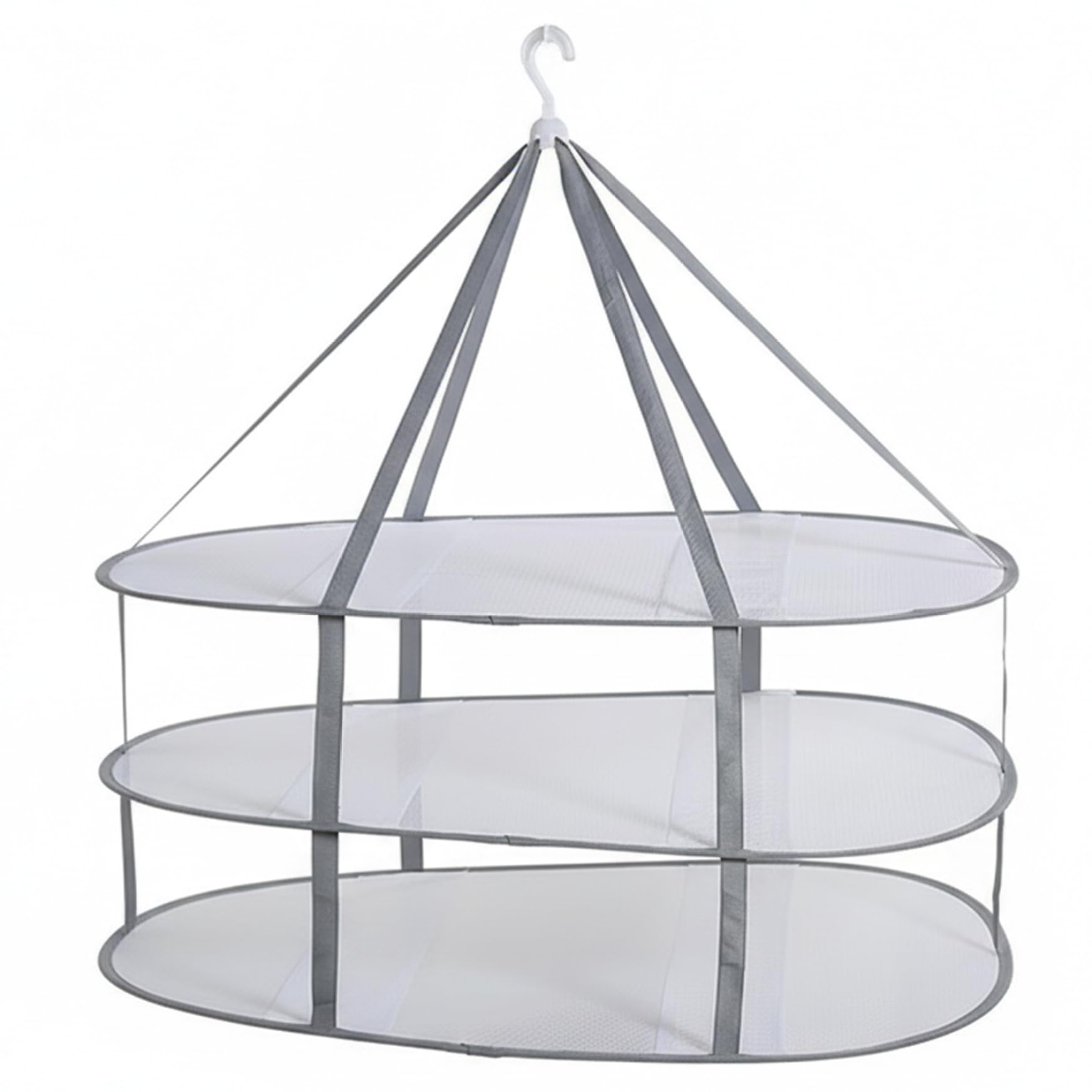 Ngbbby Grey Sweater Drying Rack 3 Tier Hanging Foldable Mesh Flat Drying Rack With 360° Rotating Hook Flat Dry Hanger For Laundry, Sweater Mesh Foldable