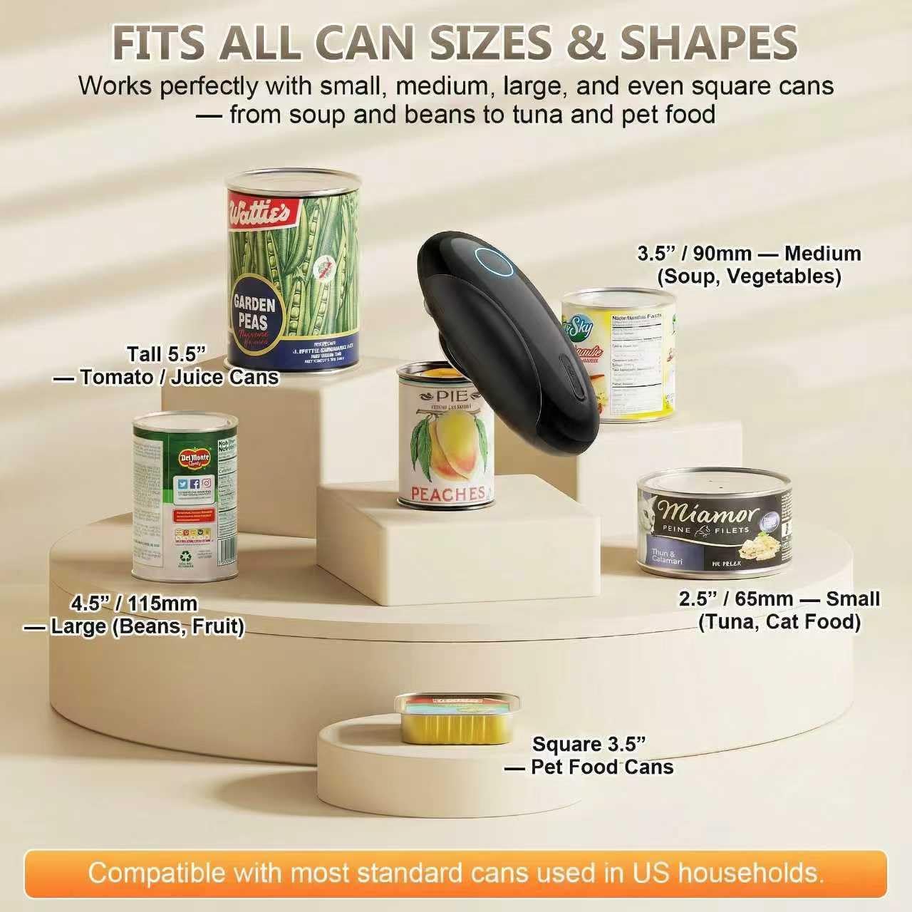 Electric Can Opener, Fast One-Touch Automatic Rechargeable Can Opener for Smooth Edge Safe Fast Opening, Fits All Cans, Amzwit Gift Ideal for Seniors Arthritis Kitchen Gadget Dark Black