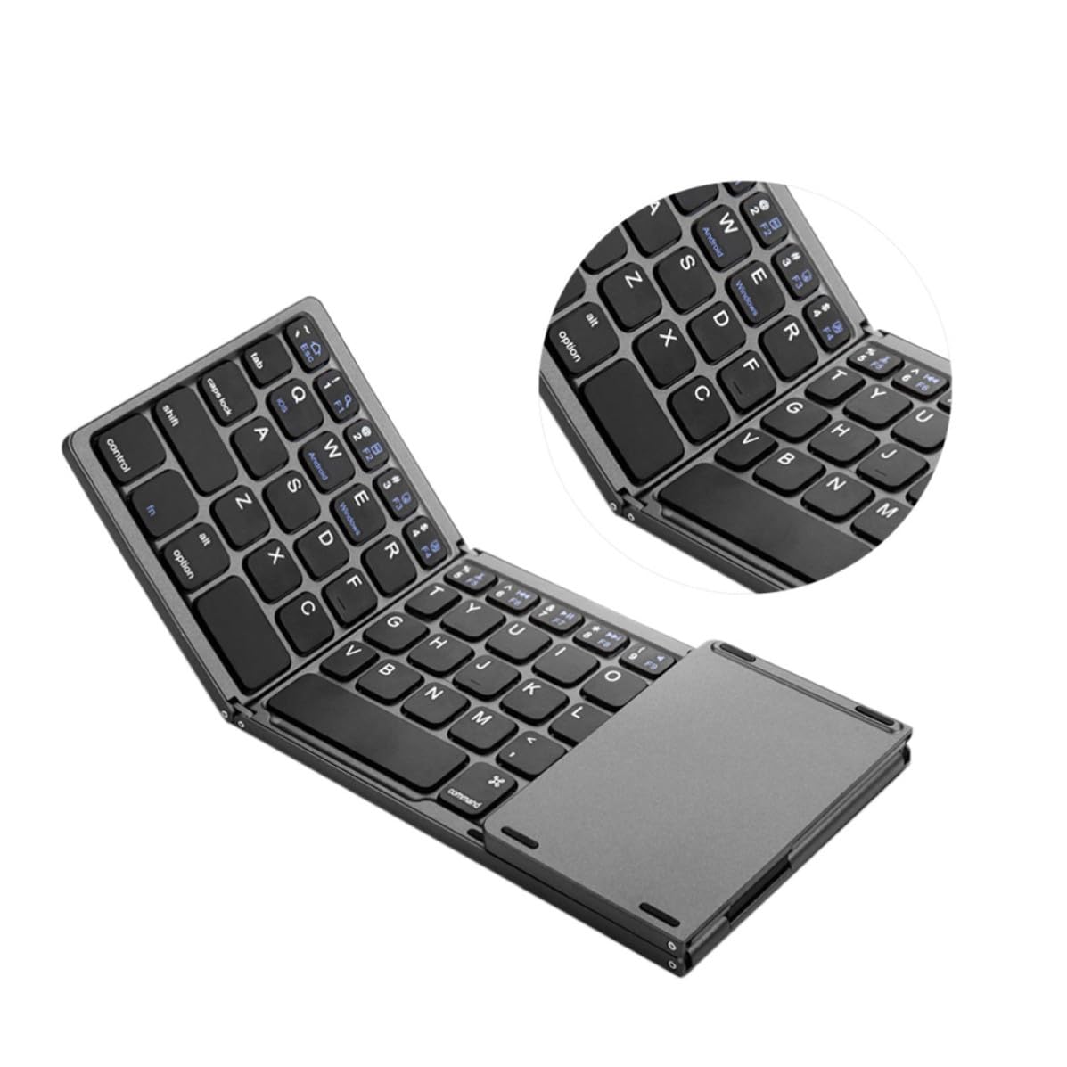 Veemoon Teclado Inalámbrico Plegable de Tres Pliegues Panel Táctil