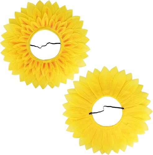 Miniatura 6 de Festivous Wishel - Cabeza de disfraz de girasol para niños y adultos, diadema de pétalos amarillos, decoración de fiesta, accesorios para fotos,