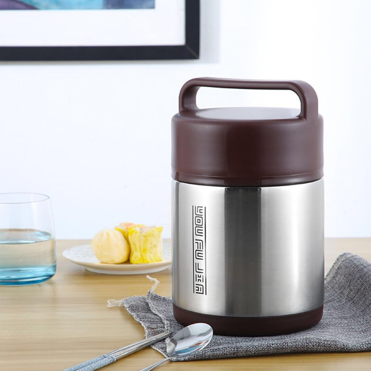 Contenitore Termico per Alimenti in Acciaio Inox 1.8l Doppio Strato Isolamento e Facile da Trasportare per Viaggi e Scuola