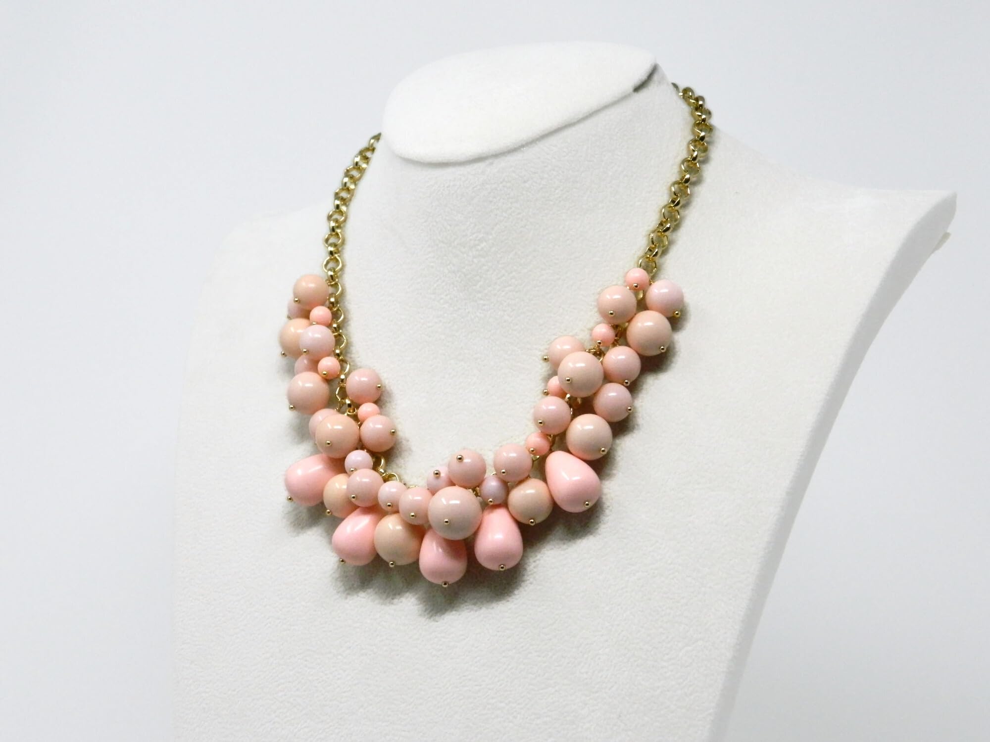 Collana girocollo donna charms con palline e gocce in pasta di corallo rosa | Catena rolò dorata | Made in Italy | DodiGioielli | Nickel-free | 44 cm
