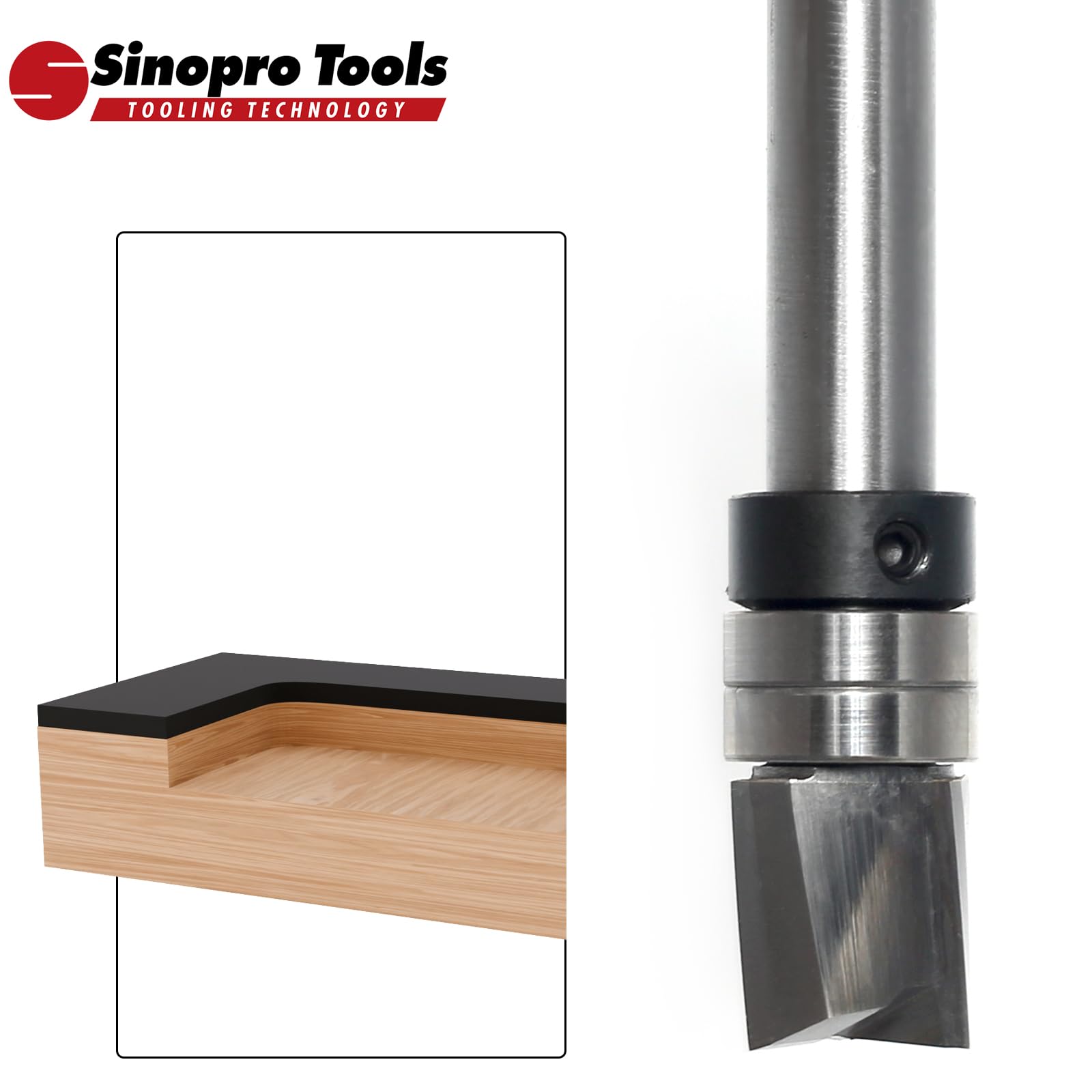 Fresa elicoidale da 8 mm, codolo VHM, 3 flauti Downcut, diametro di taglio 12 mm, lunghezza di taglio 12,7 mm, fresa a filo per bordi del legno, a filo per fresatura o per copiare