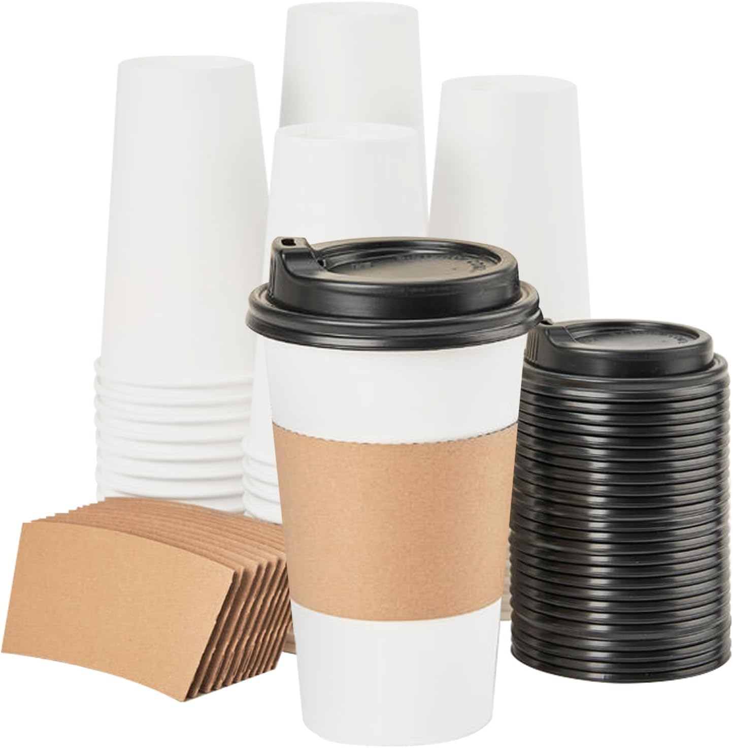 RACETOP 12 oz Paper Coffee Cups with Lids & Sleeves, 100 Pack — Amazon image 10