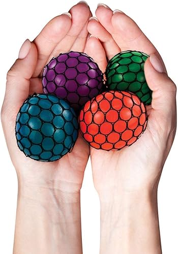 Miniatura 7 de ArtCreativity Juego de 12 bolas de malla para apretar de uva para niños, juguetes para apretar en varios colores para aliviar la ansiedad y TDAH,