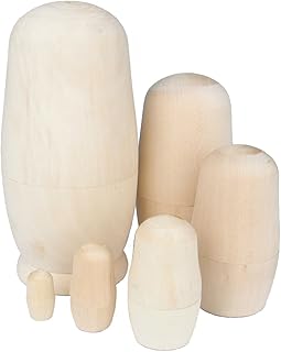 Makarine Russian Nesting Doll 6set Blank Matryoshka Matreshka Wood Unpainted Make own DIY