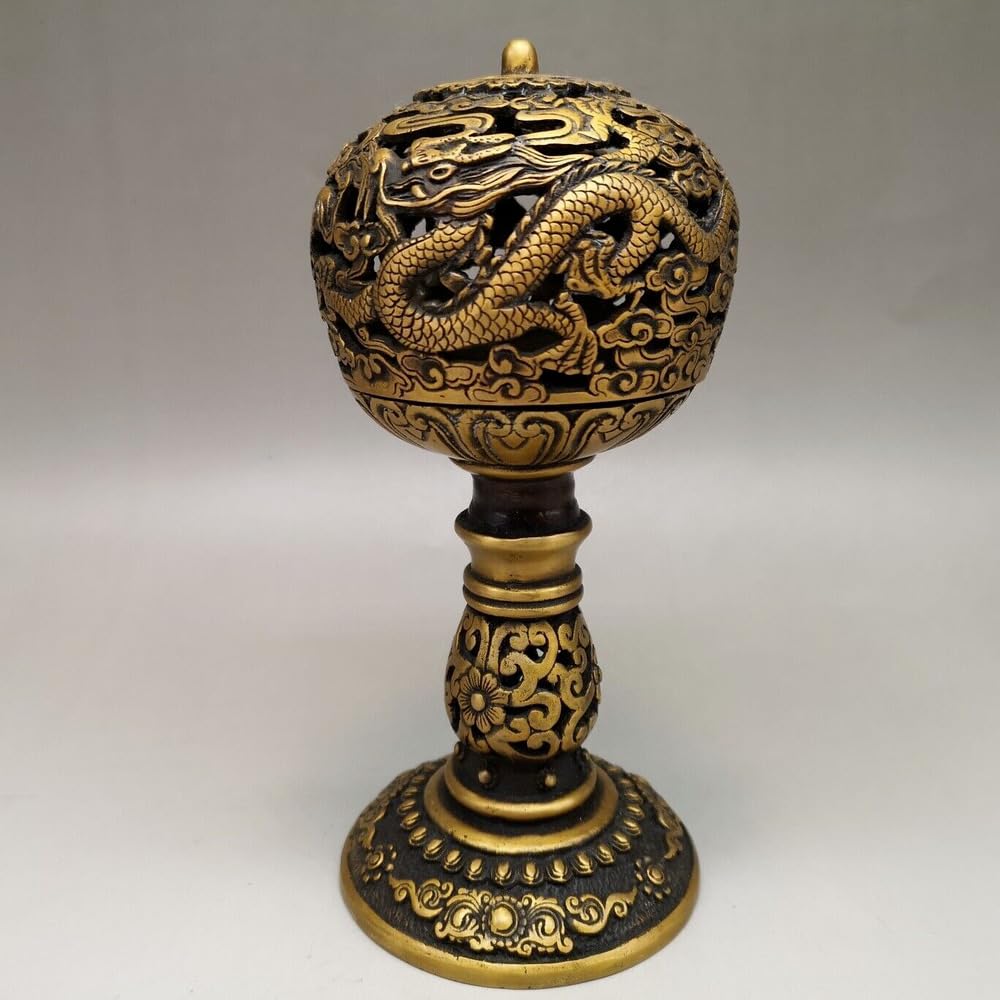 Brûleur d'encens dragon bronze fait main, sculpture chinoise d'exception