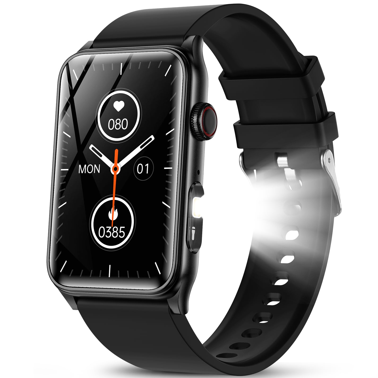 Marsyu 2025 Montre Connectée Homme avec Appel Bluetooth,1,57" Montre Intelligent avec Lampe de Poche LED,120+ Modes Sportifs Moniteur de Sommeil Podometre Bracelet Intelligente pour Android iOS