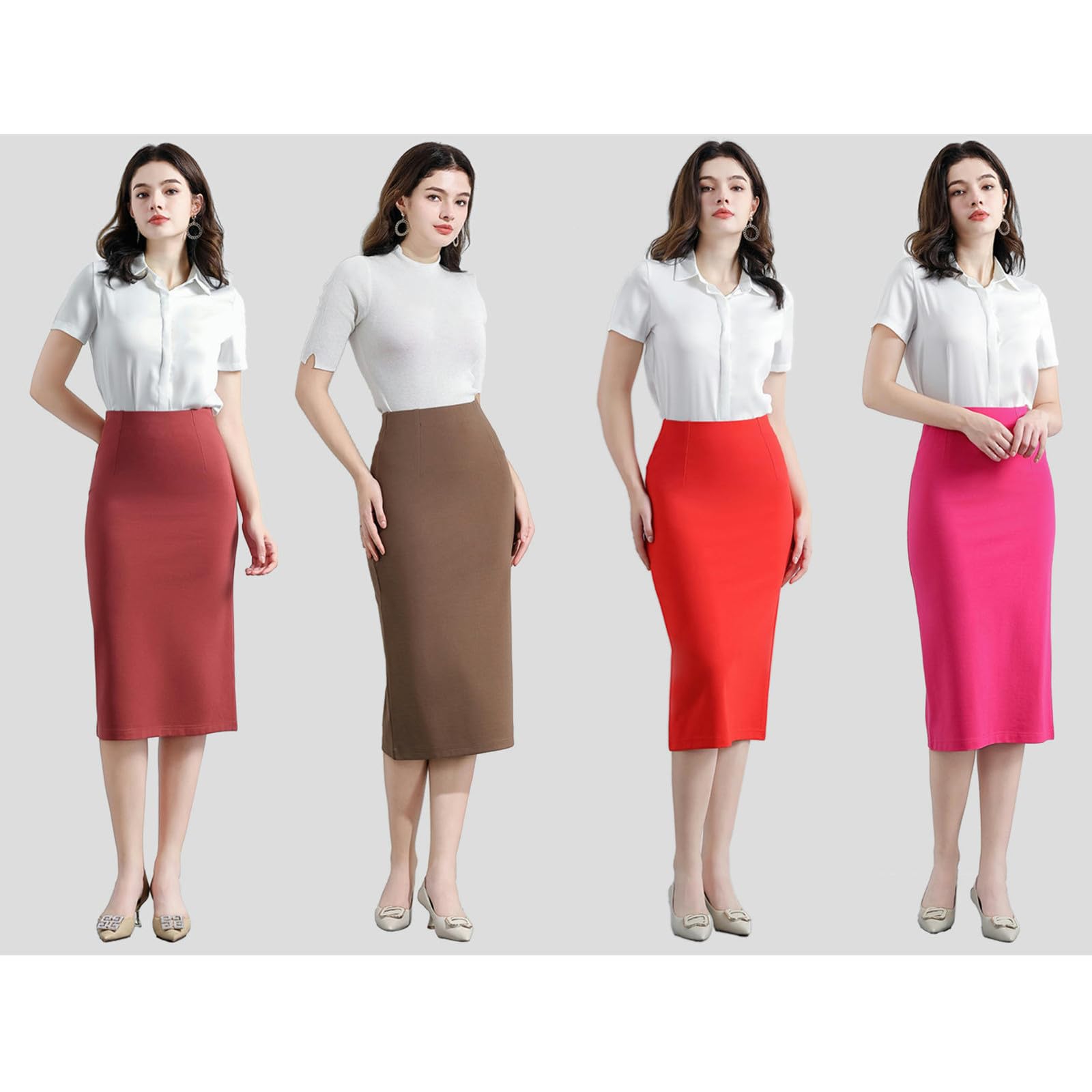 Röcke Stretch-hüftrock Für Damen, Mittellang – Hohe Taille, Schmale Passform, Skits, Professionelle Bürokleidung, Elegant Und Bequem-rot-a-3xl