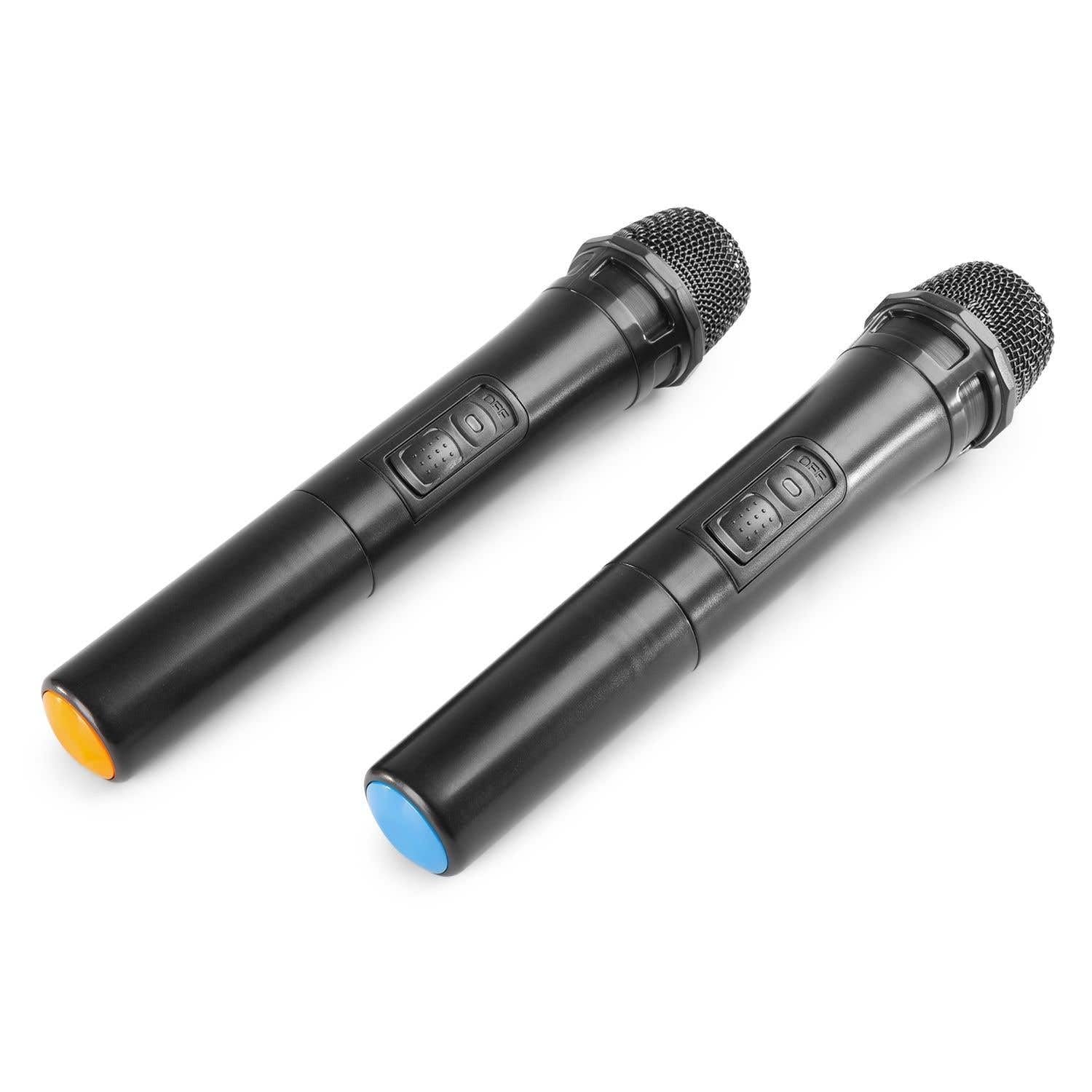 Vonyx AV510 PRO Karaoke Mikrofon Set mit 2X drahtlosen UHF Mikrofonen und Karaoke Mixer, KTV Set, Bluetooth Handmikrofon, Dynamisches Funkmikrofon System, für Zuhause, DJ, Kneipe - Schwarz