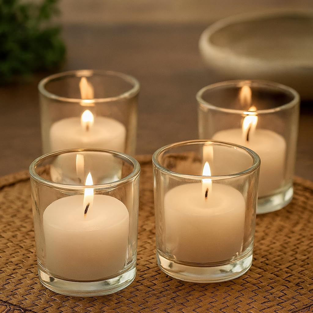 Pure Source India Tea Light Votive Glass Candle Holders – Perfect for Diwali, Weddings, Spa & Holiday Décor (Pack of 6, Clear)-image-42