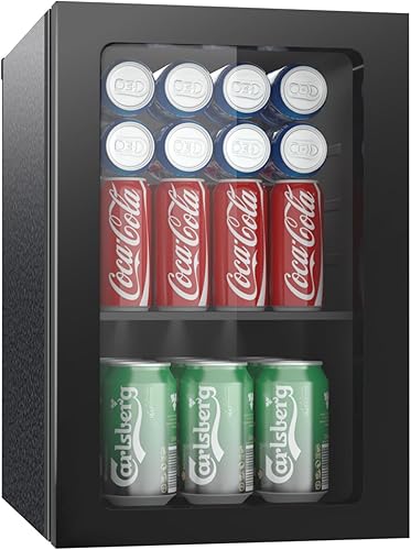 Refrigerador compacto de bebidas independiente, mini refrigerador de 24 latas0.9 pies cúbicos con puerta frontal de vidrio reversible para