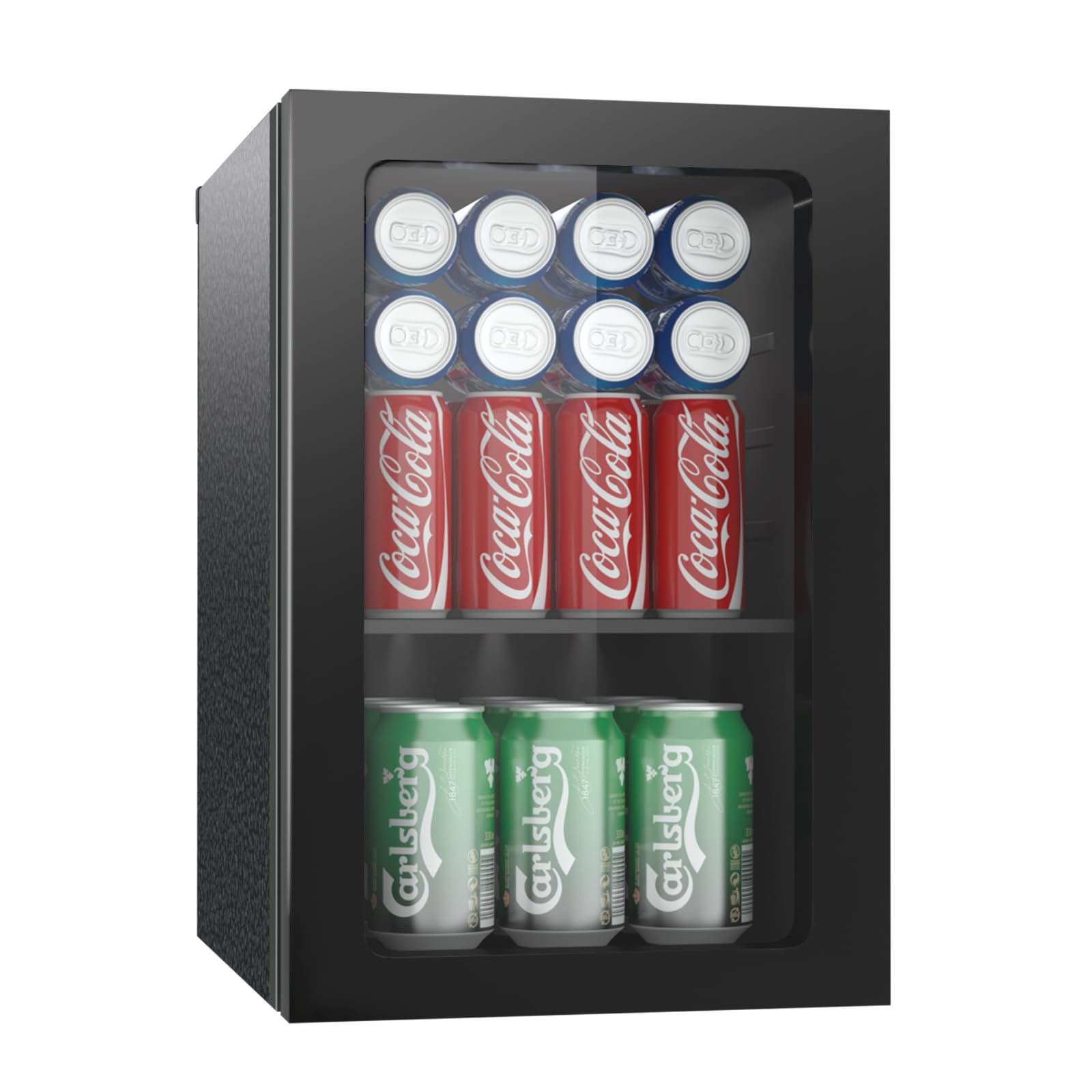 Erivess Compact Beverage Refrigerator,24 Can/0.9 Cubic Feet Fridge with Glass Front Door for Soda, Beer or Wine, Under Counter Small Refrigerator with Adjustable Shelve