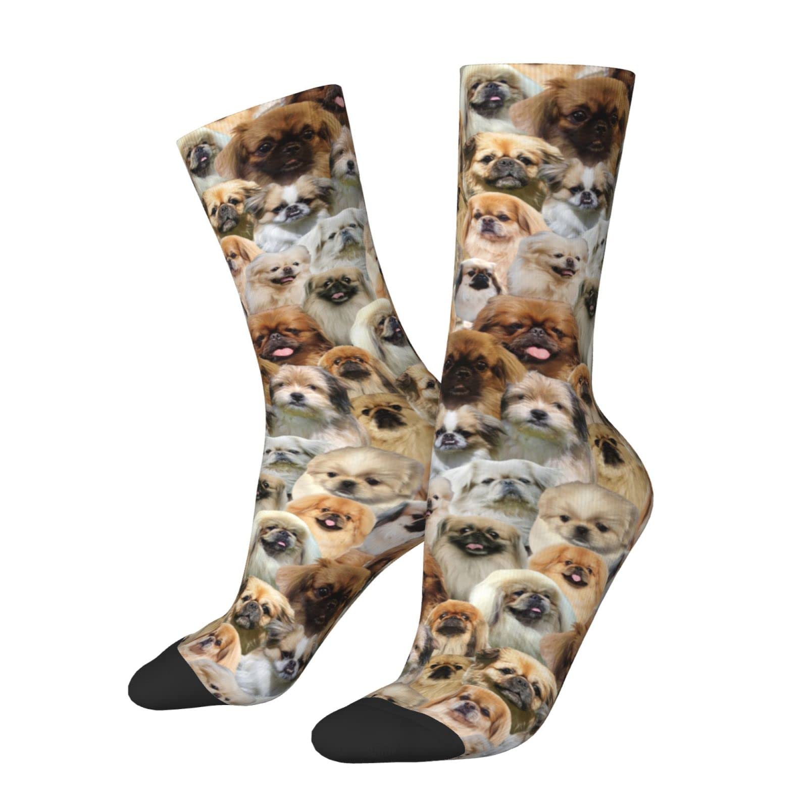 Smazdfxx Unisex As Pic Pekingese Socks For Women Men, Funny For Pekingese Dog Lover/Pet Mom/Pug Owner, Dog Print Crew Socks