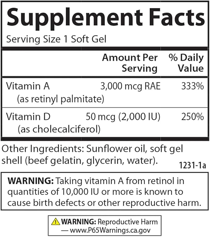 Carlson A y D 10000 UI Vitamina A 2000 UI Vitamina D 100 Cápsulas miniatura 4