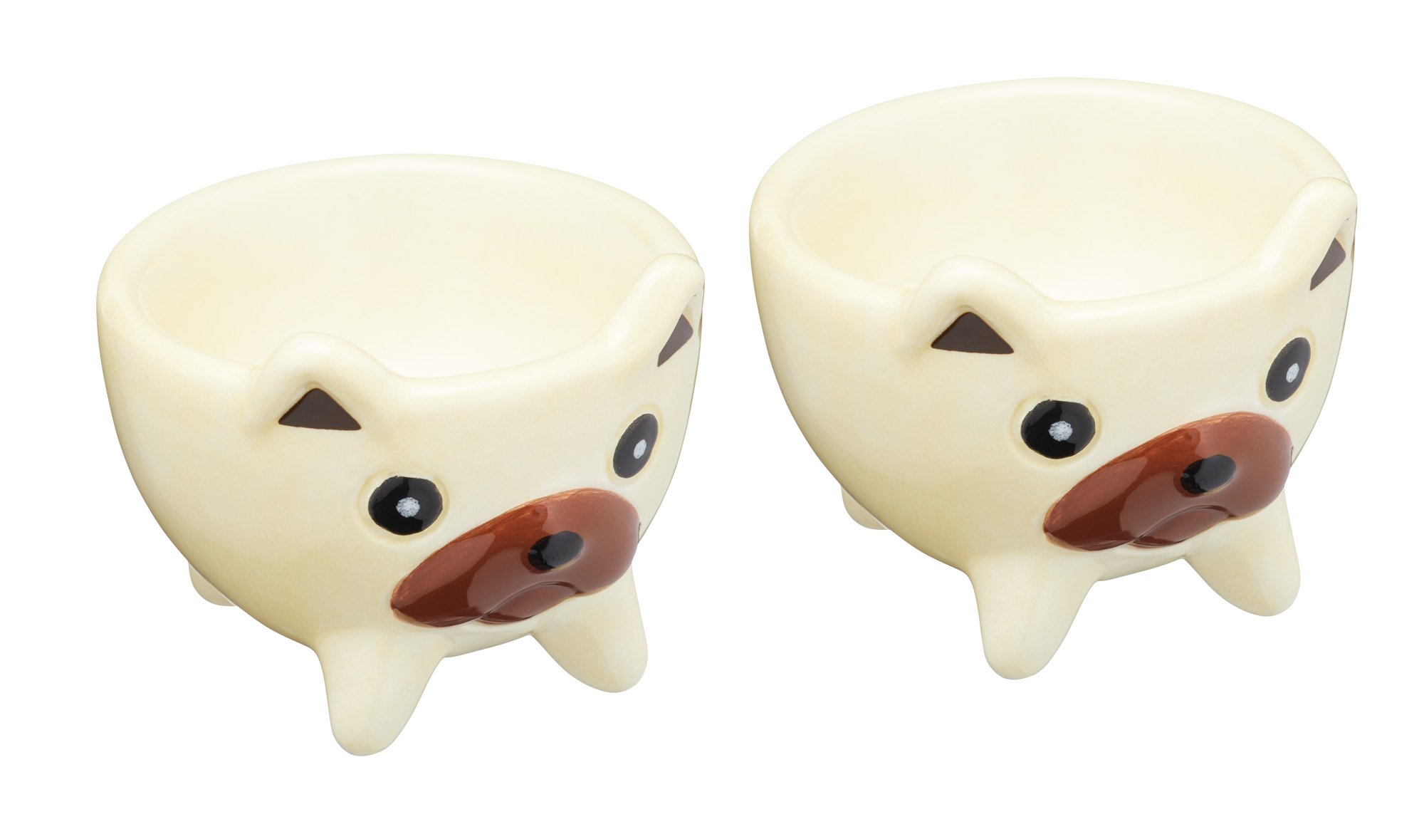 KitchenCraft Ceramic Dog-Shaped Novelty Egg Cups, 5 x 5 x 4.5 cm - Beige (Set of 2)