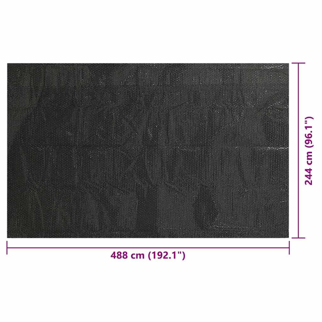 Leasha Bâche Solaire de Piscine, Bâche à Bulles Couverture de Piscine Rectangulaire Noir 488x244 cm PE