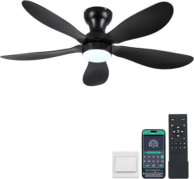 Kviflon 44 Inch Ceiling Fans with Lights, Modern Flush