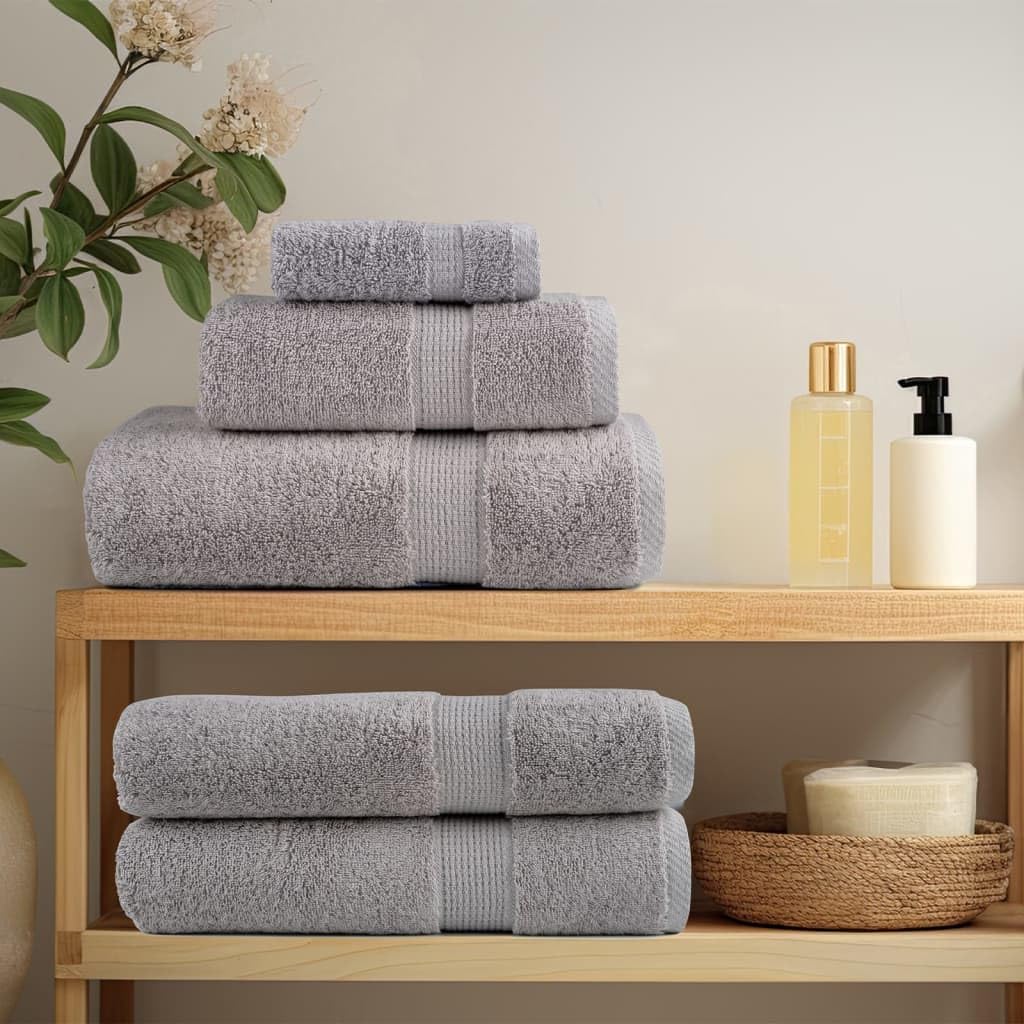 SOLUND 10er Pack Badetücher 100x150 cm Grau 600 g/m² aus 100% ringgesponnener Baumwolle, weiche Handtücher mit Schlaufe, saugfähig und maschinenwaschbar, Oeko-TEX Zertifiziert