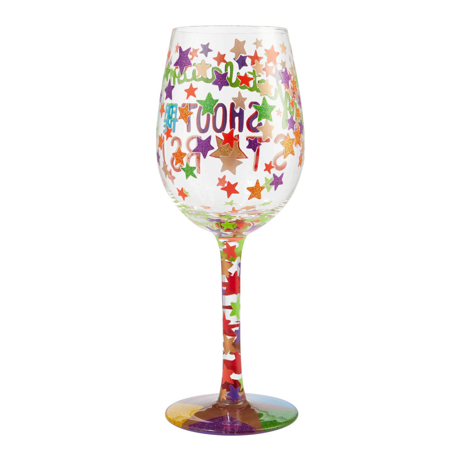 Enesco 6006293 Designs by Lolita Shoot for the Stars - Copa de vino artesanal pintada a mano, multicolor