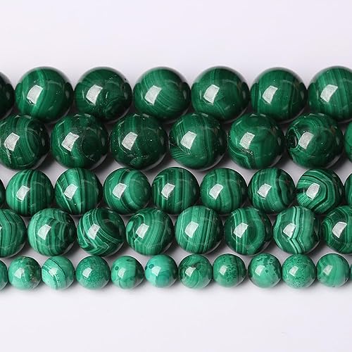 31 cuentas de malaquita verde natural de 0.236 pulgadas (0.236 in) de piedras preciosas AAA, redondas y sueltas para hacer joyas, pulseras y