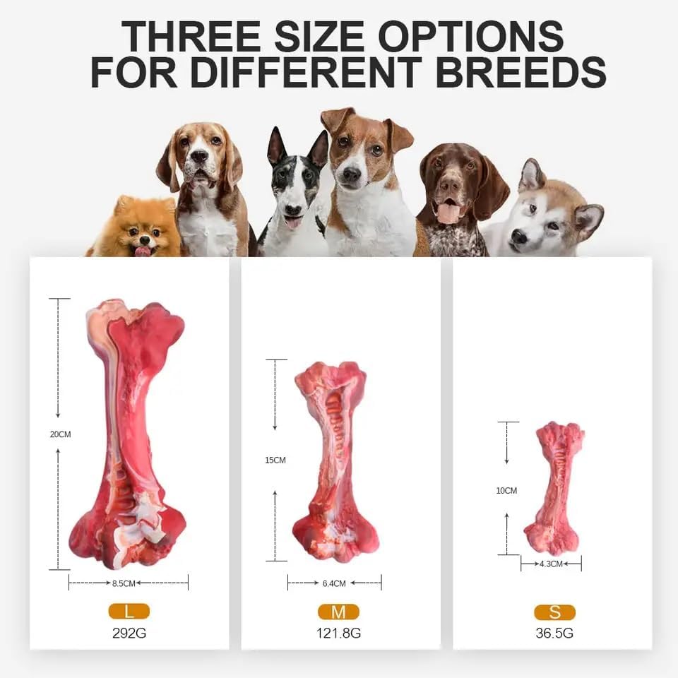 Miniatura 5 de Hueso de perro en forma de hueso real, juguete para perros para masticadores agresivos, hueso de larga duración, juguete para masticar para perros,