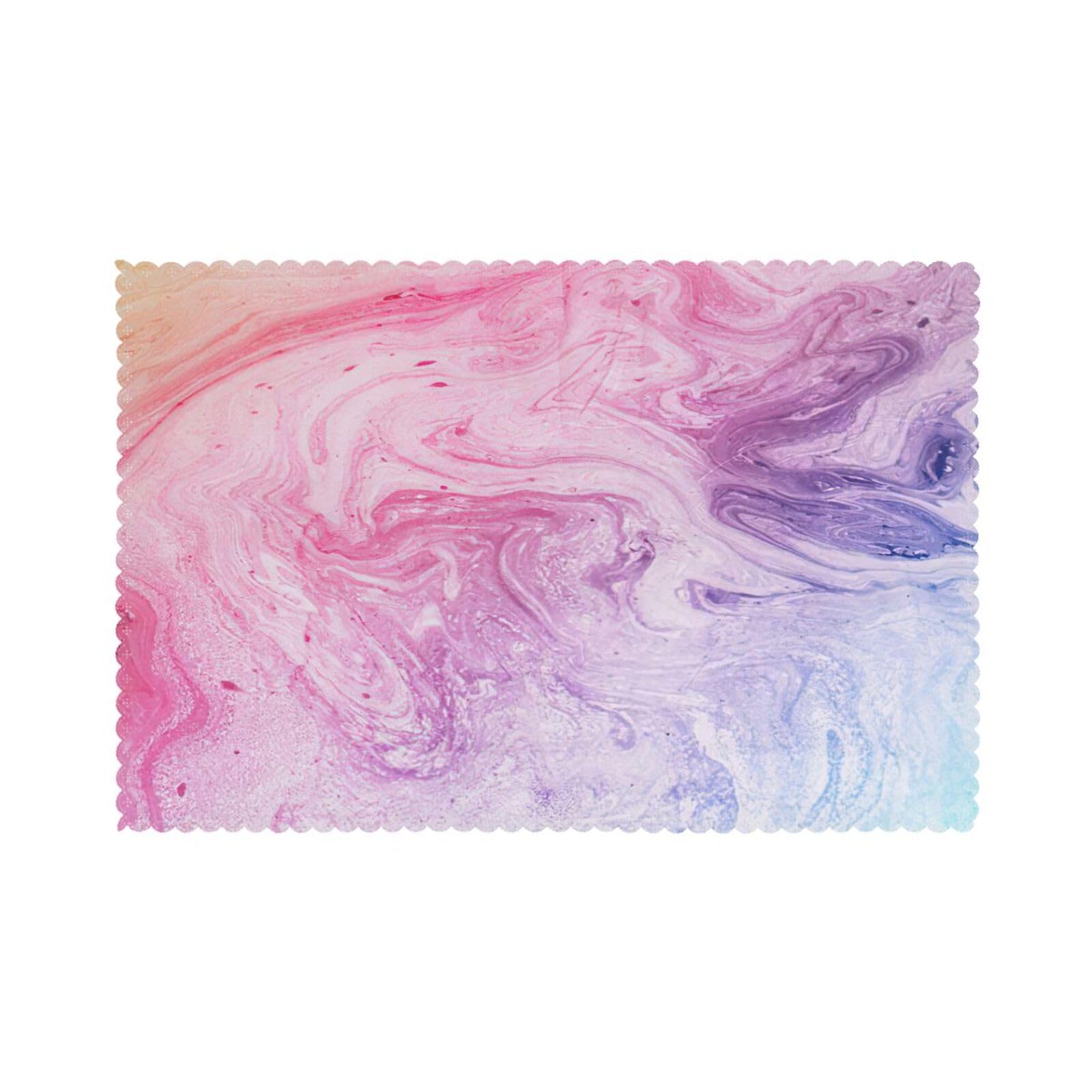 Colorful Marble Pastel Pink Blue Purple Print Placemats for Dining Table Set of 6 12x18 Inch Table Mats for Party Kitchen Dining.
